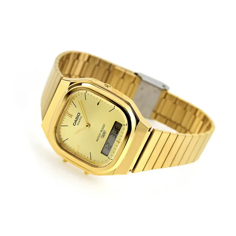 Casio Vintage Gold-tone Duel Time Men's Watch- AQ-240EG-9A